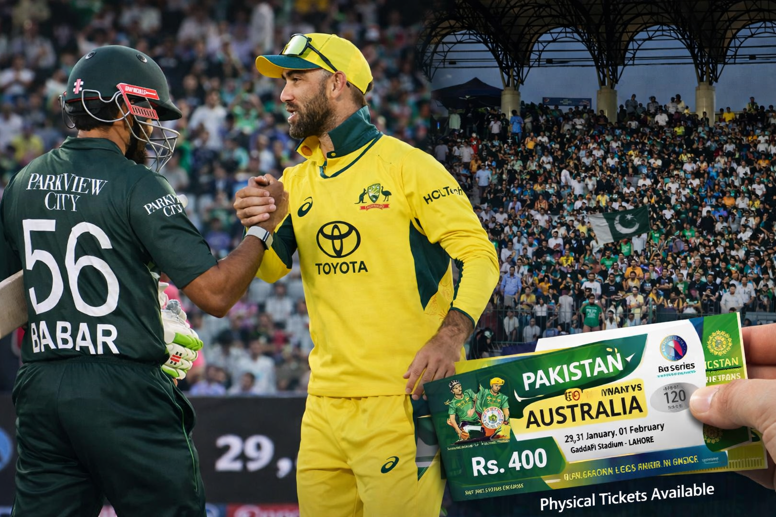پاکستان، آسٹریلیا ٹی 20 سیریز کے فزیکل ٹکٹس فروخت کے لیے دستیاب