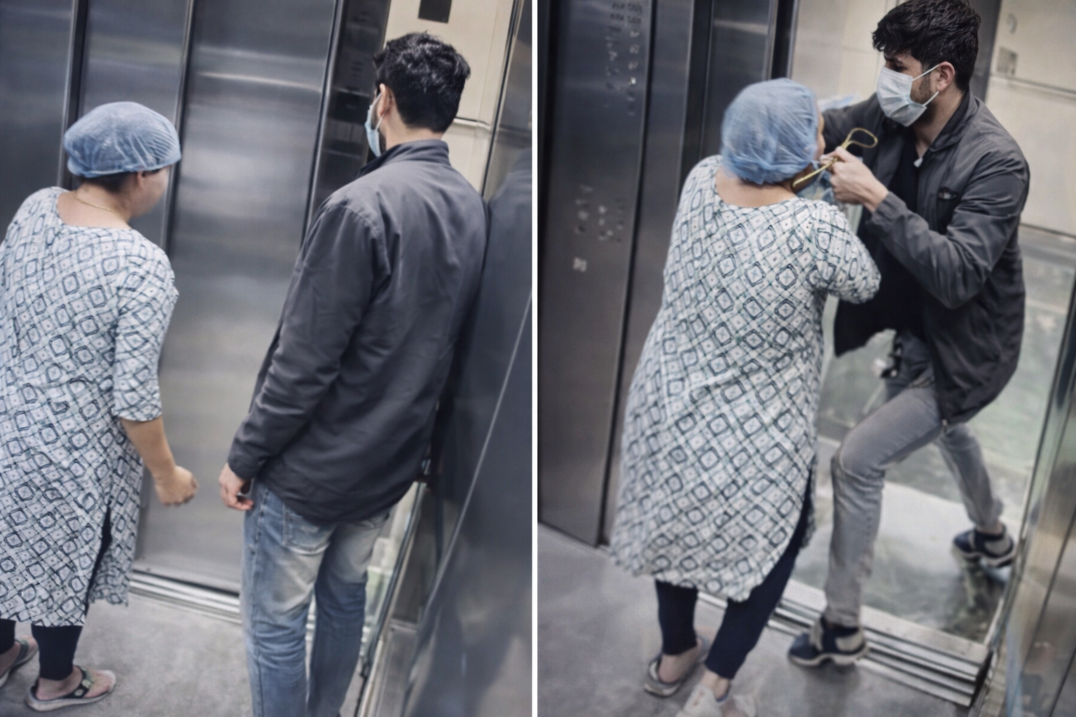 لفٹ میں خاتون سے چین چھین لی گئی، ویڈیو وائرل